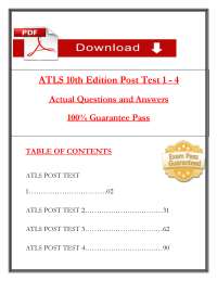 ATLS 10th Edition Post Test 1 - 4   (Latest 2025 / 2026): Most Comprehensive Qs & Ans