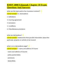 RMIN 4000 Edmunds Chapter 10 Exam: Insurance Contract Components and Key Concepts