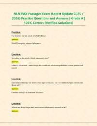 NLN PAX Passages Exam (Latest Update 2025 / 2026) Practice Questions and Answers | Grade A
