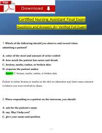 Certified Nursing Assistant Final Exam Questions and Answers (A+ Verified Full Exam)