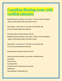 Canadian Boating exam with verified solutions
