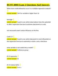 BUSN 4000 Exam 2: Econometrics Questions and Answers