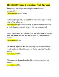 HOM 5307 Exam 2 Questions and Answers: Health Plan Management