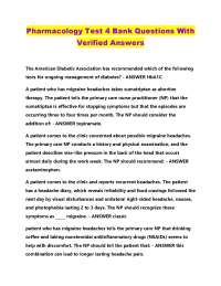 Pharmacology Test Bank: Migraine Headaches, Seizures, and Diabetes Management