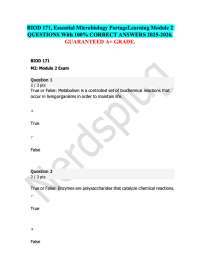 BIOD 171, Essential Microbiology Portage Learning Module 2  QUESTIONS With CORRECT ANS