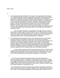 D081- Task 1  A.  1.  The organizational culture described