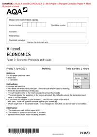 Actual 2024 AQA A-level ECONOMICS 7136/3 Paper 3 Merged Question Paper + Mark Scheme + Ins