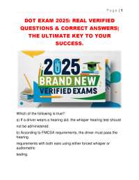 DOT EXAM 2025: REAL VERIFIED  QUESTIONS & CORRECT ANSWERS