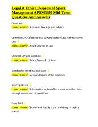 Legal and Ethical Aspects of Sport Management: Questions and Answers