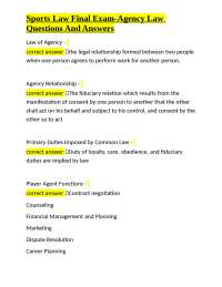 Sports Agency Law: Questions and Answers
