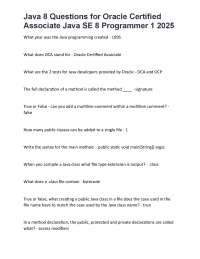 Java 8 Programming Questions and Answers for Oracle Certified Associate Exam
