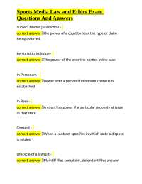 Sports Media Law and Ethics: Exam Questions and Answers