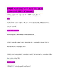 BMW Associate level ASE test 2025| Answered 100% Correctly
