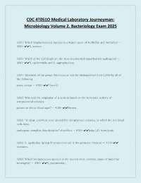 CDC 4T051O Medical Laboratory Journeyman:  Microbiology Volume 2. Bacteriology Exam 2025
