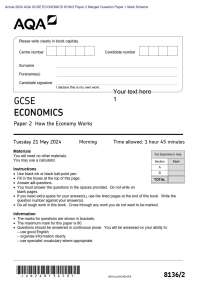 Actual 2024 AQA GCSE ECONOMICS 8136/2 Paper 2 Merged Question Paper + Mark Scheme Actual 2