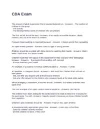 CDA Exam Questions and Answers: Early Childhood Development