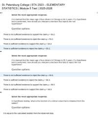 Hypothesis Testing: Multiple Choice Questions and Exercises