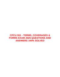 CPCU 551 Exam: Insurance Terms, Coverages, and Forms
