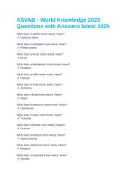 ASVAB World Knowledge Vocabulary Exercises: Synonyms and Definitions