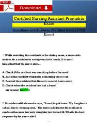 Certified Nursing Assistant (CNA) Exam Practice Questions and Answers