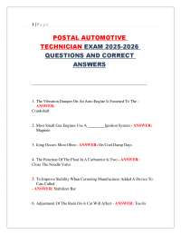 Postal Automotive Technician Exam 2025-2026 – Questions and Correct Answers