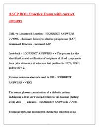 ASCP BOC Practice Exam: Medical Laboratory Science Questions and Answers