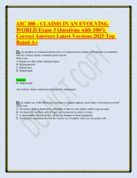 AIC 300 Claims Handling Exam Questions and Answers