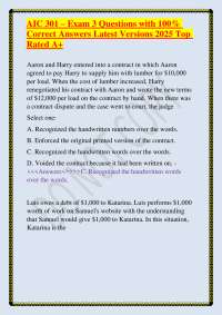 AIC 301 Exam 3 Questions and Answers: Contracts, Torts, and Civil Procedure
