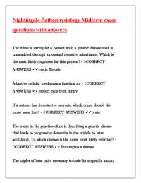 Nightingale Pathophysiology Midterm Exam Questions and Answers