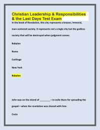 Christian Leadership, Responsibilities, and the Book of Revelation: A Test Exam