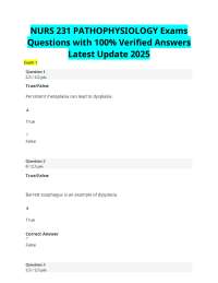 NURS 231 Pathophysiology Exam Questions and Answers