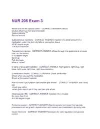 NUR 205 Exam 3 Review: Injections, Medications, Diabetes