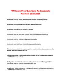FPC Exam Prep Questions And Accurate Answers 2024-2025