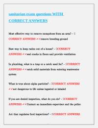 Sanitarian Exam Questions and Answers