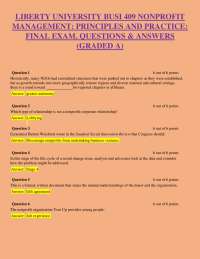 BUSI 409 Nonprofit Management Final Exam Questions and Answers