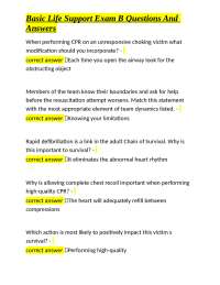 Basic Life Support Exam B Questions And Answers