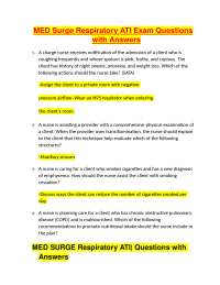 MED Surge Respiratory ATI Exam Questions with Answers