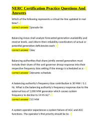 NERC Certification Practice Questions and Answers