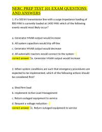NERC Prep Test 101: Multiple Choice Questions and Answers