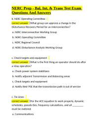 NERC Operating Procedures and Reliability Standards: A Multiple-Choice Quiz