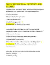 NERC Practice Exam Questions and Answers