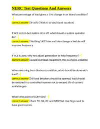 NERC System Restoration Plan: Questions and Answers for Operators