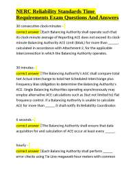 NERC Reliability Standards Time Requirements: Exam Questions and Answers