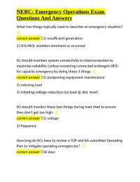 NERC Emergency Operations Exam: Questions and Answers