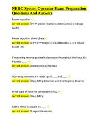 NERC System Operator Exam Preparation: Questions and Answers on Power Systems Operation