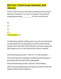 HSI Test 3 Final Exam Questions and Answers: Power System Operation and Control