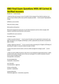 HBO Final Exam: Workplace Conflict, Stress, Diversity & Teams