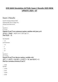 ISYE 6644 Simulation ACTUAL Exam 2 Results 2025 NEW UPDATE 2025– GT