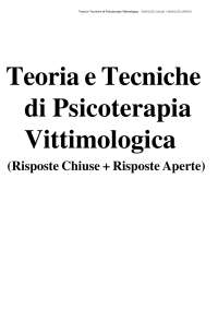 Teoria e Tecniche di Psicoterapia Vittimologica - Paniere compilato eCampus