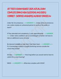 ATT TEST 8 EXAM NEWEST 2025 ACTUAL EXAM COMPLETE BRAND NEW; QUESTIONS AND (100%) CORRECT